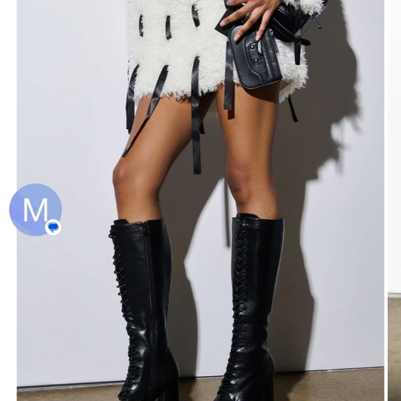 AZALEA WANG BALZARINA BLACK CHUNKY BOOT - Picture 8 of 13